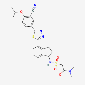 2-[[4-[5-(3-cyano-4-propan-2-yloxyphenyl)-1,3,4-thiadiazol-2-yl]-2,3-dihydro-1H-inden-1-yl]sulfamoyl]-N,N-dimethylacetamide