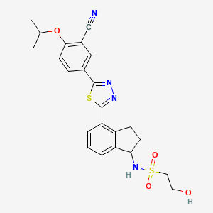 N-[4-[5-(3-cyano-4-propan-2-yloxyphenyl)-1,3,4-thiadiazol-2-yl]-2,3-dihydro-1H-inden-1-yl]-2-hydroxyethanesulfonamide