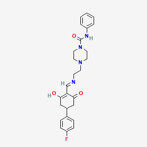 4-[2-({[4-(4-fluorophenyl)-2,6-dioxocyclohexylidene]methyl}amino)ethyl]-N-phenylpiperazine-1-carboxamide