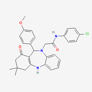 N-(4-chlorophenyl)-2-[11-(4-methoxyphenyl)-3,3-dimethyl-1-oxo-1,2,3,4,5,11-hexahydro-10H-dibenzo[b,e][1,4]diazepin-10-yl]acetamide