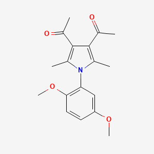 molecular formula C18H21NO4 B10862480 1-Ethanone, 1-[4-acetyl-1-(2,5-dimethoxyphenyl)-2,5-dimethyl-1H-pyrrol-3-yl]- 