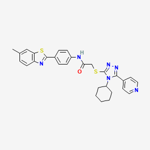 2-{[4-cyclohexyl-5-(pyridin-4-yl)-4H-1,2,4-triazol-3-yl]sulfanyl}-N-[4-(6-methyl-1,3-benzothiazol-2-yl)phenyl]acetamide