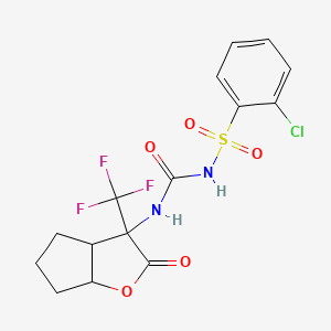 2-chloro-N-{[2-oxo-3-(trifluoromethyl)hexahydro-2H-cyclopenta[b]furan-3-yl]carbamoyl}benzenesulfonamide