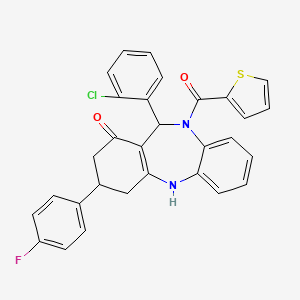 [11-(2-chlorophenyl)-3-(4-fluorophenyl)-1-hydroxy-2,3,4,11-tetrahydro-10H-dibenzo[b,e][1,4]diazepin-10-yl](thiophen-2-yl)methanone