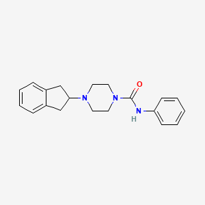 molecular formula C20H23N3O B10862596 4-(2,3-dihydro-1H-inden-2-yl)-N-phenylpiperazine-1-carboxamide 