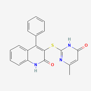 molecular formula C20H15N3O2S B10862618 3-[(4-methyl-6-oxo-1,6-dihydropyrimidin-2-yl)sulfanyl]-4-phenylquinolin-2(1H)-one 