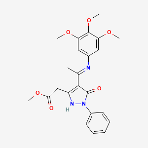 molecular formula C23H25N3O6 B10862660 methyl [(4Z)-5-oxo-1-phenyl-4-{1-[(3,4,5-trimethoxyphenyl)amino]ethylidene}-4,5-dihydro-1H-pyrazol-3-yl]acetate 