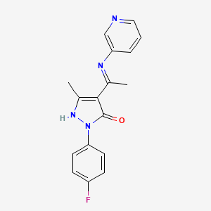 molecular formula C17H15FN4O B10862679 (4Z)-2-(4-fluorophenyl)-5-methyl-4-[1-(pyridin-3-ylamino)ethylidene]-2,4-dihydro-3H-pyrazol-3-one 