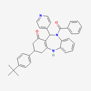 3-(4-tert-butylphenyl)-10-(phenylcarbonyl)-11-(pyridin-4-yl)-2,3,4,5,10,11-hexahydro-1H-dibenzo[b,e][1,4]diazepin-1-one