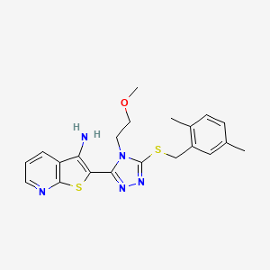 2-[5-[(2,5-Dimethylbenzyl)sulfanyl]-4-(2-methoxyethyl)-4H-1,2,4-triazol-3-YL]thieno[2,3-B]pyridin-3-amine