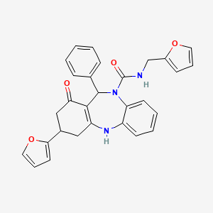 3-(2-furyl)-N-(2-furylmethyl)-1-oxo-11-phenyl-1,2,3,4,5,11-hexahydro-10H-dibenzo[b,e][1,4]diazepine-10-carboxamide