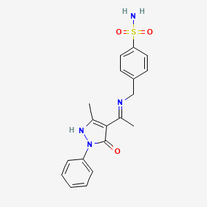 molecular formula C19H20N4O3S B10862727 4-({[(1Z)-1-(3-methyl-5-oxo-1-phenyl-1,5-dihydro-4H-pyrazol-4-ylidene)ethyl]amino}methyl)benzenesulfonamide 