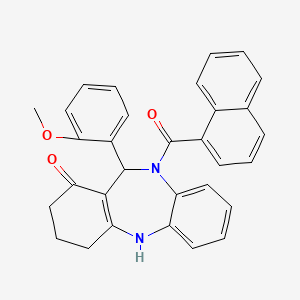 molecular formula C31H26N2O3 B10862730 11-(2-Methoxyphenyl)-10-(1-naphthylcarbonyl)-2,3,4,5,10,11-hexahydro-1H-dibenzo[B,E][1,4]diazepin-1-one 