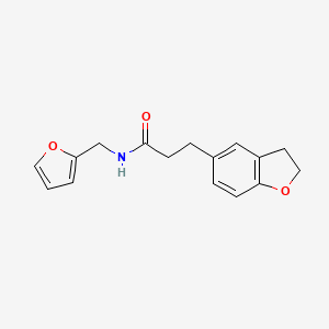 molecular formula C16H17NO3 B10862744 3-(2,3-dihydro-1-benzofuran-5-yl)-N-(furan-2-ylmethyl)propanamide 