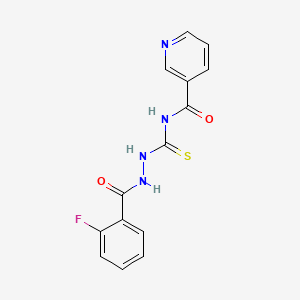 molecular formula C14H11FN4O2S B10862747 N-[[(2-fluorobenzoyl)amino]carbamothioyl]pyridine-3-carboxamide CAS No. 503865-06-3