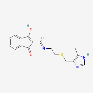 molecular formula C17H17N3O2S B10862795 2-{[(2-{[(5-methyl-1H-imidazol-4-yl)methyl]sulfanyl}ethyl)amino]methylidene}-1H-indene-1,3(2H)-dione 