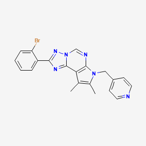 molecular formula C21H17BrN6 B10862825 2-(2-Bromophenyl)-8,9-dimethyl-7-(4-pyridylmethyl)-7H-pyrrolo[3,2-E][1,2,4]triazolo[1,5-C]pyrimidine 