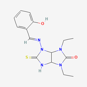 1,3-diethyl-4-{[(E)-(2-hydroxyphenyl)methylidene]amino}-5-thioxohexahydroimidazo[4,5-d]imidazol-2(1H)-one