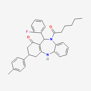 1-[11-(2-fluorophenyl)-1-hydroxy-3-(4-methylphenyl)-2,3,4,11-tetrahydro-10H-dibenzo[b,e][1,4]diazepin-10-yl]hexan-1-one