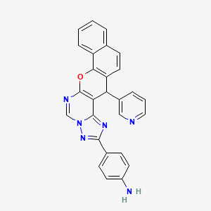 molecular formula C27H18N6O B10862903 4-[14-(3-Pyridyl)-14H-benzo[7,8]chromeno[3,2-E][1,2,4]triazolo[1,5-C]pyrimidin-2-YL]aniline 