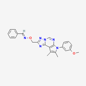 (E)-N-{[7-(3-methoxyphenyl)-8,9-dimethyl-7H-pyrrolo[3,2-e][1,2,4]triazolo[1,5-c]pyrimidin-2-yl]methoxy}-1-phenylmethanimine