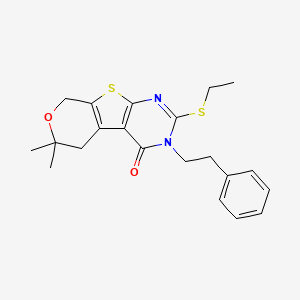 5-ethylsulfanyl-12,12-dimethyl-4-(2-phenylethyl)-11-oxa-8-thia-4,6-diazatricyclo[7.4.0.02,7]trideca-1(9),2(7),5-trien-3-one