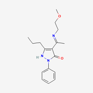 molecular formula C17H23N3O2 B10862969 (4Z)-4-{1-[(2-methoxyethyl)amino]ethylidene}-2-phenyl-5-propyl-2,4-dihydro-3H-pyrazol-3-one 