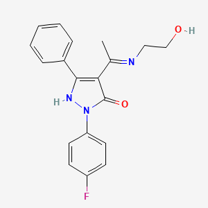 molecular formula C19H18FN3O2 B10862975 (4Z)-2-(4-fluorophenyl)-4-{1-[(2-hydroxyethyl)amino]ethylidene}-5-phenyl-2,4-dihydro-3H-pyrazol-3-one 