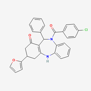 10-(4-chlorobenzoyl)-3-(2-furyl)-11-phenyl-2,3,4,5,10,11-hexahydro-1H-dibenzo[b,e][1,4]diazepin-1-one