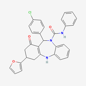 11-(4-chlorophenyl)-3-(2-furyl)-1-oxo-N-phenyl-1,2,3,4,5,11-hexahydro-10H-dibenzo[b,e][1,4]diazepine-10-carboxamide