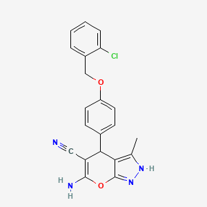 molecular formula C21H17ClN4O2 B10863024 6-Amino-4-{4-[(2-chlorobenzyl)oxy]phenyl}-3-methyl-1,4-dihydropyrano[2,3-c]pyrazole-5-carbonitrile 