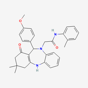 molecular formula C31H33N3O3 B10863035 2-[11-(4-methoxyphenyl)-3,3-dimethyl-1-oxo-1,2,3,4,5,11-hexahydro-10H-dibenzo[b,e][1,4]diazepin-10-yl]-N-(2-methylphenyl)acetamide 