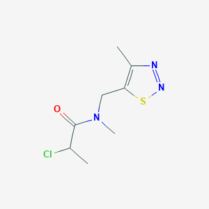 molecular formula C8H12ClN3OS B10863103 2-Chloro-N-methyl-N-[(4-methyl-1,2,3-thiadiazol-5-YL)methyl]propanamide 