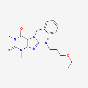 molecular formula C20H27N5O3 B10863187 7-benzyl-8-[(3-isopropoxypropyl)amino]-1,3-dimethyl-3,7-dihydro-1H-purine-2,6-dione 