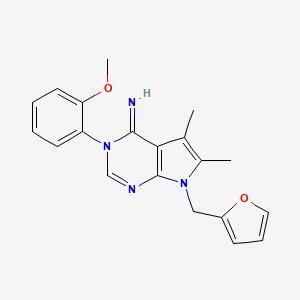 molecular formula C20H20N4O2 B10863199 7-(furan-2-ylmethyl)-3-(2-methoxyphenyl)-5,6-dimethyl-3,7-dihydro-4H-pyrrolo[2,3-d]pyrimidin-4-imine 