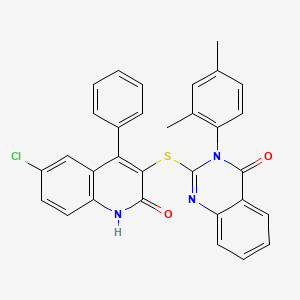 2-[(6-chloro-2-oxo-4-phenyl-1,2-dihydroquinolin-3-yl)sulfanyl]-3-(2,4-dimethylphenyl)quinazolin-4(3H)-one