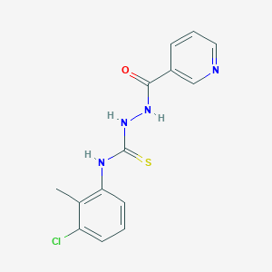 molecular formula C14H13ClN4OS B10863225 N-(3-chloro-2-methylphenyl)-2-(pyridin-3-ylcarbonyl)hydrazinecarbothioamide 