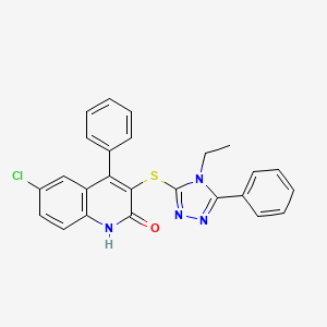 6-chloro-3-[(4-ethyl-5-phenyl-4H-1,2,4-triazol-3-yl)sulfanyl]-4-phenylquinolin-2(1H)-one