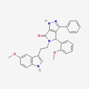 molecular formula C29H26N4O3 B10863266 5-[2-(5-methoxy-1H-indol-3-yl)ethyl]-4-(2-methoxyphenyl)-3-phenyl-4,5-dihydropyrrolo[3,4-c]pyrazol-6(2H)-one 