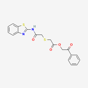 molecular formula C19H16N2O4S2 B10863314 2-Oxo-2-phenylethyl {[2-(1,3-benzothiazol-2-ylamino)-2-oxoethyl]sulfanyl}acetate 