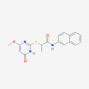 molecular formula C18H17N3O3S B10863324 2-(4-Methoxy-6-oxo-1,6-dihydro-pyrimidin-2-ylsulfanyl)-N-naphthalen-2-yl-propionamide 