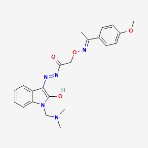 molecular formula C22H25N5O4 B10863356 N'-{(3Z)-1-[(dimethylamino)methyl]-2-oxo-1,2-dihydro-3H-indol-3-ylidene}-2-({[(1E)-1-(4-methoxyphenyl)ethylidene]amino}oxy)acetohydrazide 