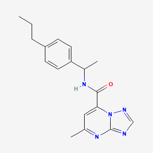 molecular formula C18H21N5O B10863366 5-methyl-N-[1-(4-propylphenyl)ethyl][1,2,4]triazolo[1,5-a]pyrimidine-7-carboxamide 