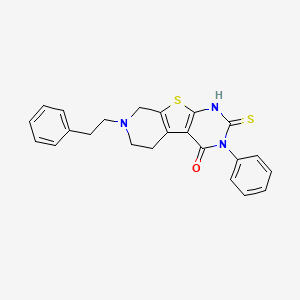 molecular formula C23H21N3OS2 B10863463 4-phenyl-11-(2-phenylethyl)-5-sulfanylidene-8-thia-4,6,11-triazatricyclo[7.4.0.02,7]trideca-1(9),2(7)-dien-3-one 