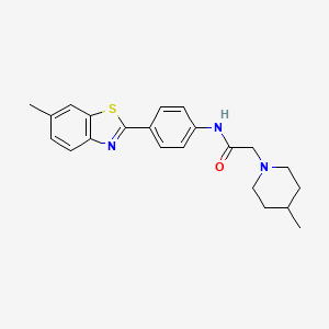 N-[4-(6-methyl-1,3-benzothiazol-2-yl)phenyl]-2-(4-methylpiperidin-1-yl)acetamide