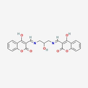 molecular formula C23H18N2O7 B10863488 (3Z,3'Z)-3,3'-{(2-hydroxypropane-1,3-diyl)bis[imino(Z)methylylidene]}bis(2H-chromene-2,4(3H)-dione) 