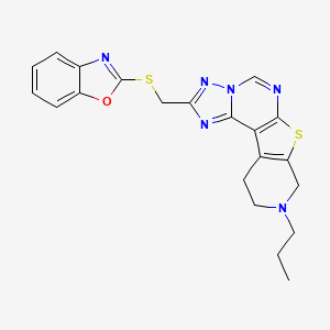 2-[(13-propyl-10-thia-3,5,6,8,13-pentazatetracyclo[7.7.0.02,6.011,16]hexadeca-1(9),2,4,7,11(16)-pentaen-4-yl)methylsulfanyl]-1,3-benzoxazole