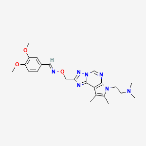 2-{2-[({[(E)-(3,4-dimethoxyphenyl)methylidene]amino}oxy)methyl]-8,9-dimethyl-7H-pyrrolo[3,2-e][1,2,4]triazolo[1,5-c]pyrimidin-7-yl}-N,N-dimethylethanamine