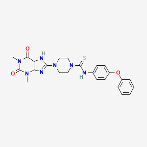 molecular formula C24H25N7O3S B10863572 4-(1,3-dimethyl-2,6-dioxo-2,3,6,7-tetrahydro-1H-purin-8-yl)-N-(4-phenoxyphenyl)piperazine-1-carbothioamide 