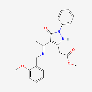 molecular formula C22H23N3O4 B10863606 methyl [(4Z)-4-{1-[(2-methoxybenzyl)amino]ethylidene}-5-oxo-1-phenyl-4,5-dihydro-1H-pyrazol-3-yl]acetate 